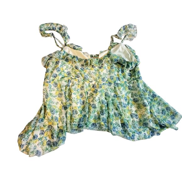 Floral Sleeveless Ruffle Blouse Wild Fable Size M Lightweight and flowy design - Picture 2 of 8